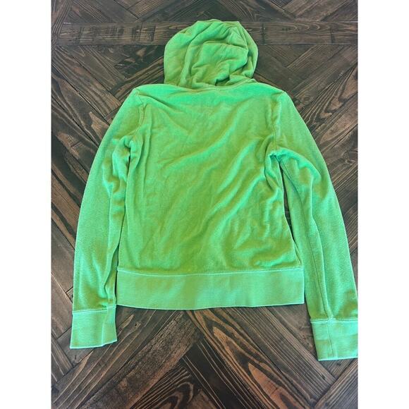 Juicy Couture Terry Cloth Tracksuit Jacket Women M Top Green Y2K Grunge Hooded - Picture 4 of 11